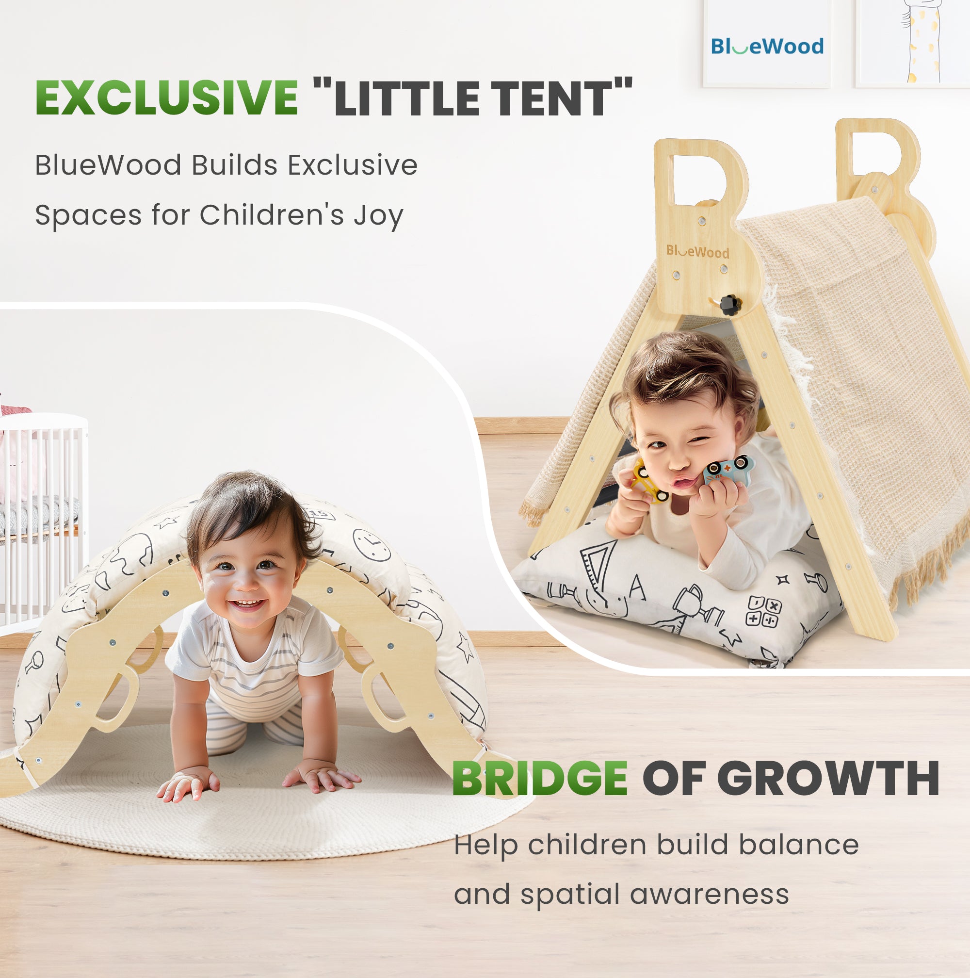Totsicle- Juego triangular Pikler BlueWood® con cojín *Arcoíris